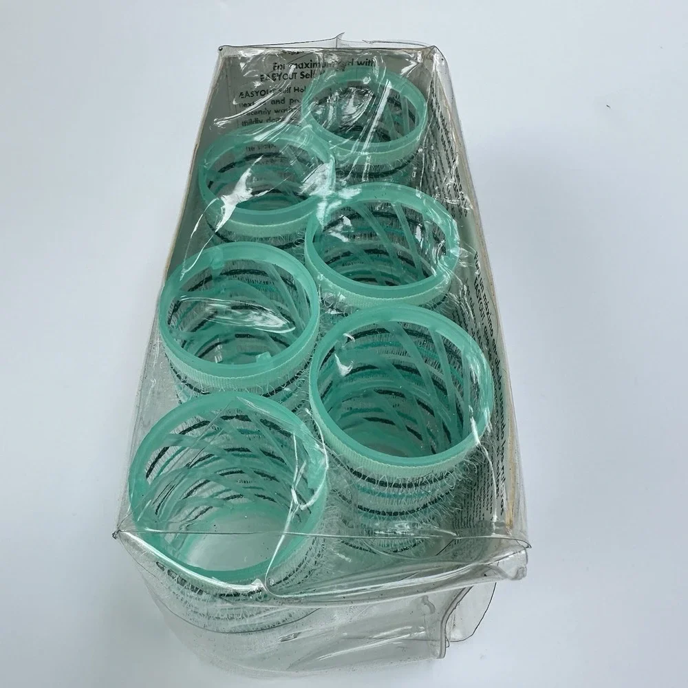 Vintage Scunci 6 Easy Out Rollers Green  Medium 6 Made In Italy Self Holding